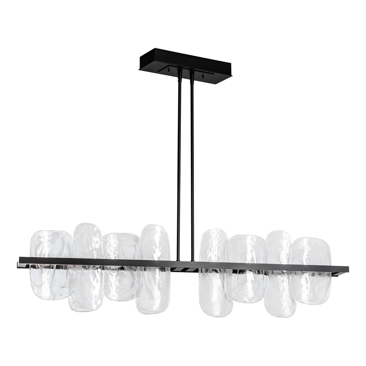Hubbardton Forge 2021 Black White Swirl Glass (YR) Multi Vitre Large Linear LED Pendant