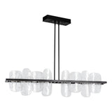 Hubbardton Forge 2021 Black White Swirl Glass (YR) Multi Vitre Large Linear LED Pendant
