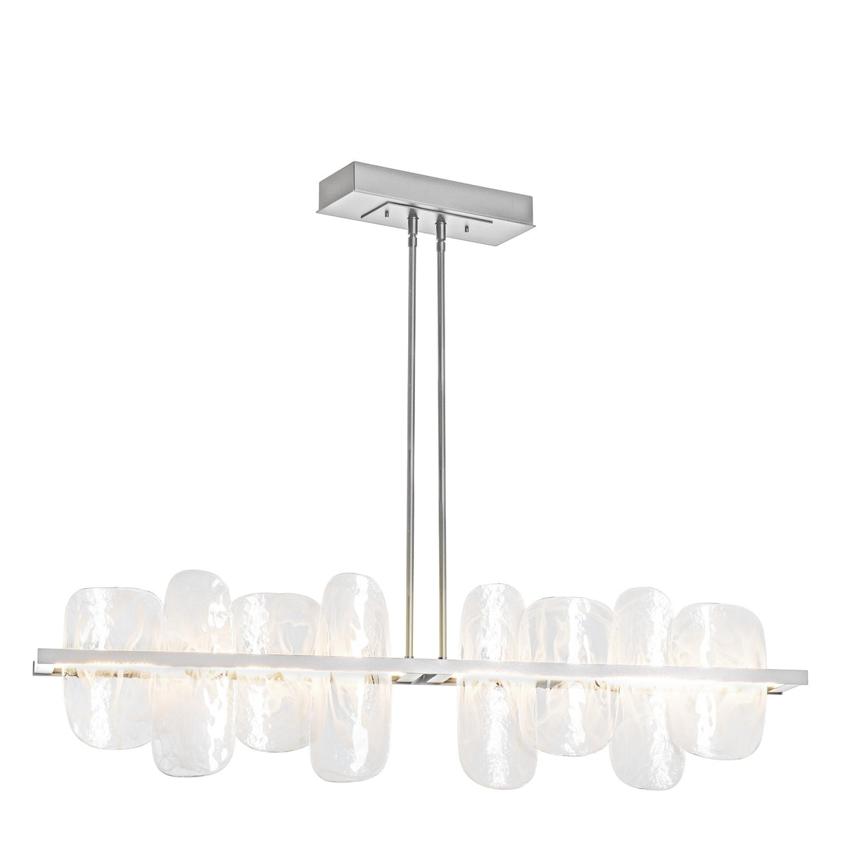 Hubbardton Forge 2021 Vintage Platinum White Swirl Glass (YR) Multi Vitre Large Linear LED Pendant