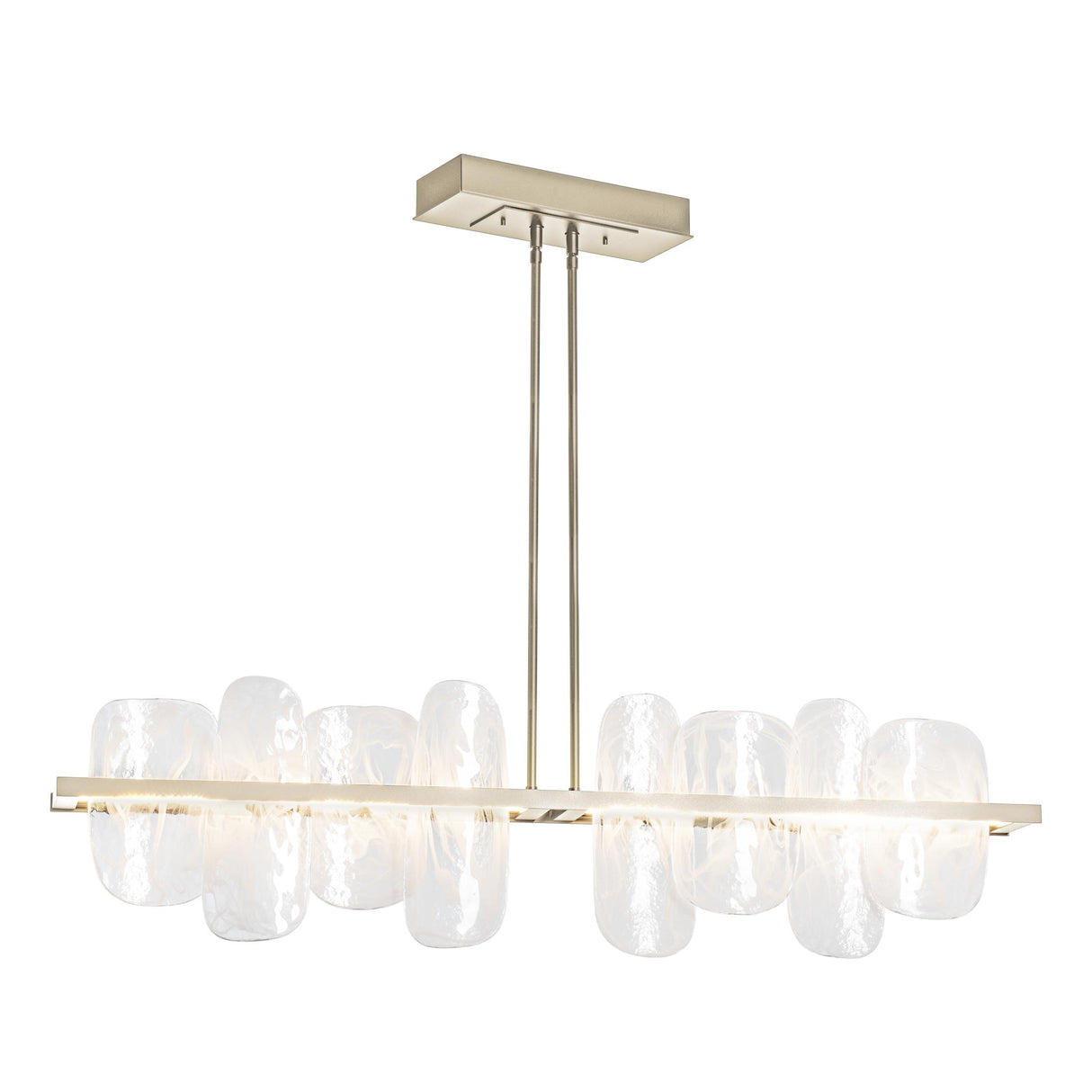 Hubbardton Forge 2021 Soft Gold White Swirl Glass (YR) Multi Vitre Large Linear LED Pendant