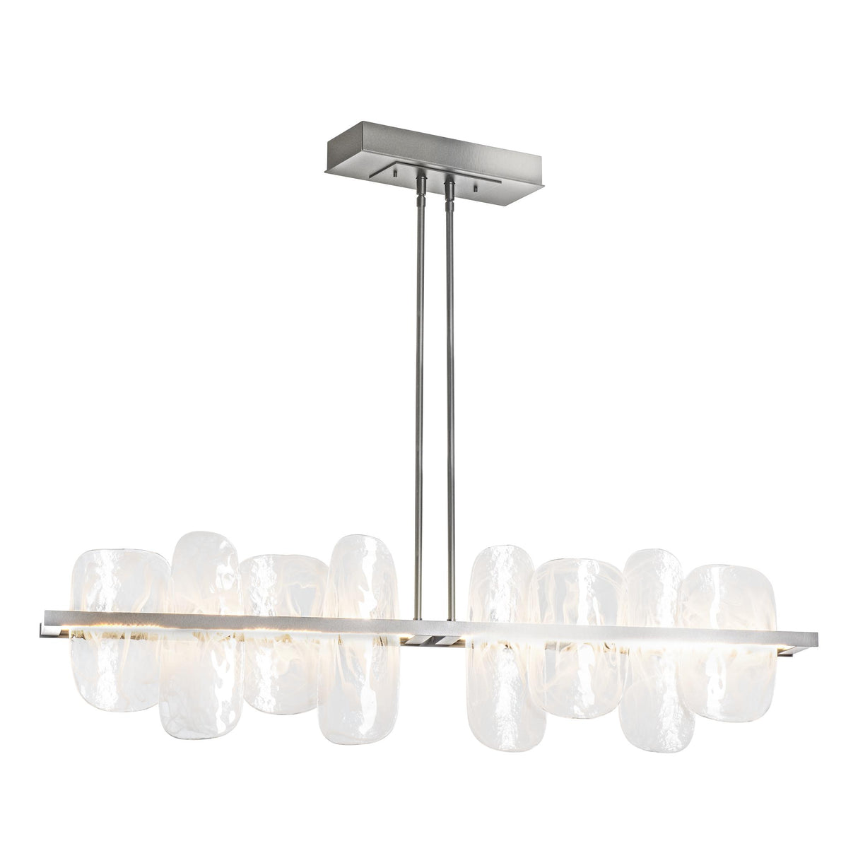 Hubbardton Forge 2021 Sterling White Swirl Glass (YR) Multi Vitre Large Linear LED Pendant