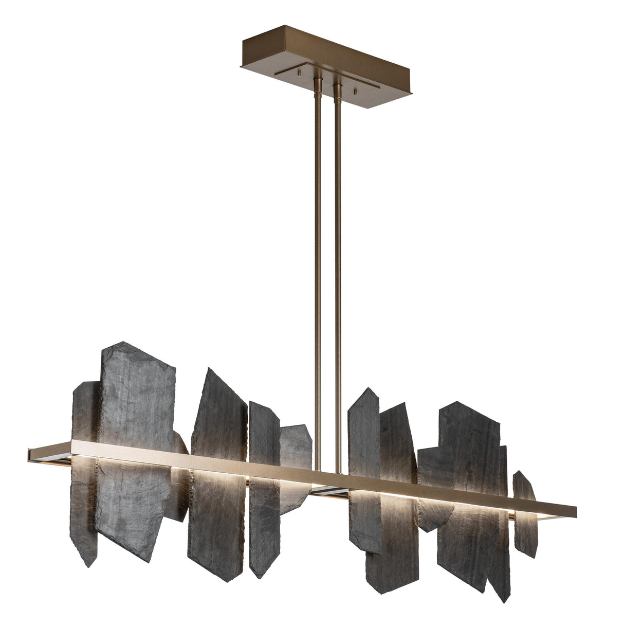 Hubbardton Forge 2021 Soft Gold Slate Multi Ardesia Linear LED Pendant