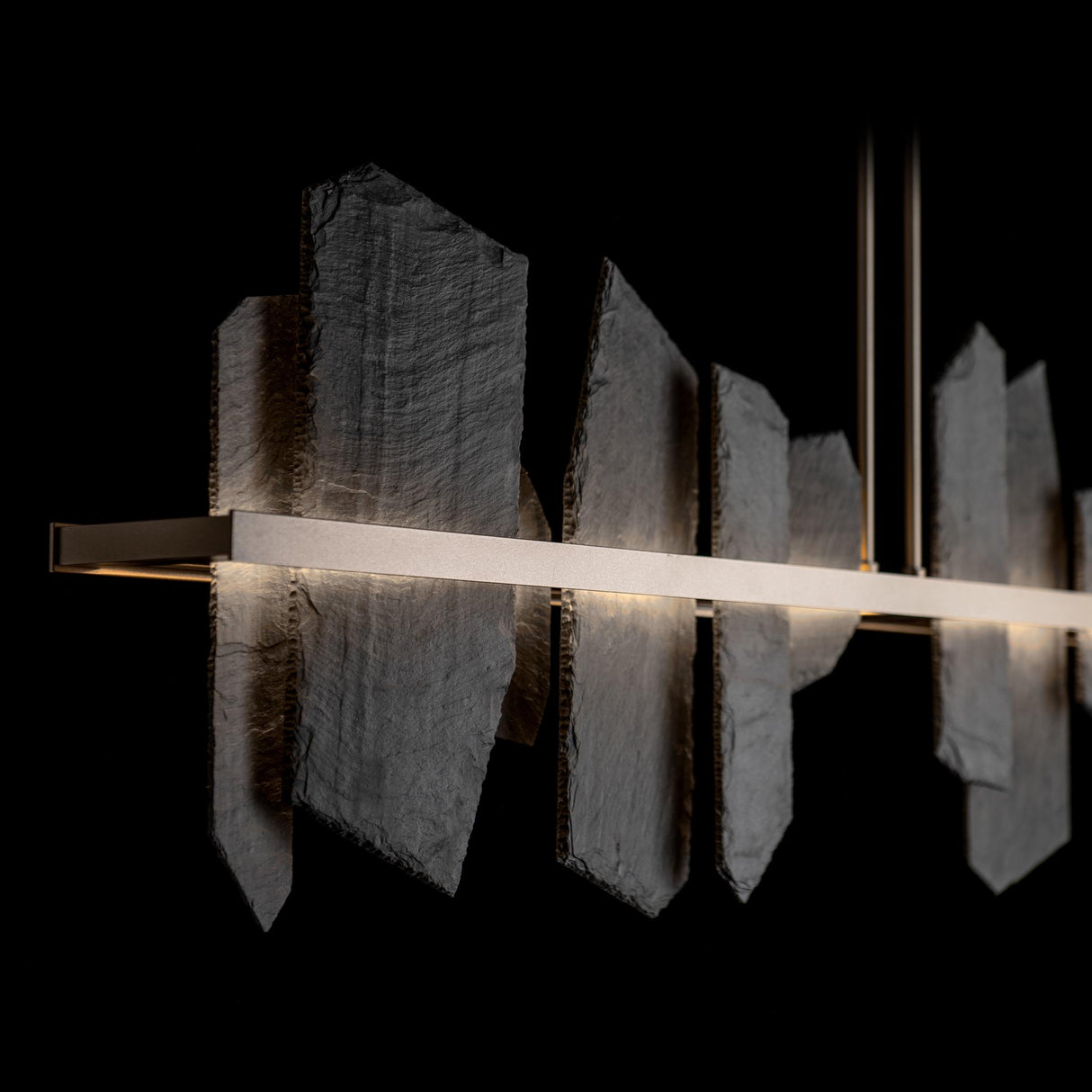 Hubbardton Forge 2021 Soft Gold Slate Multi Ardesia Linear LED Pendant