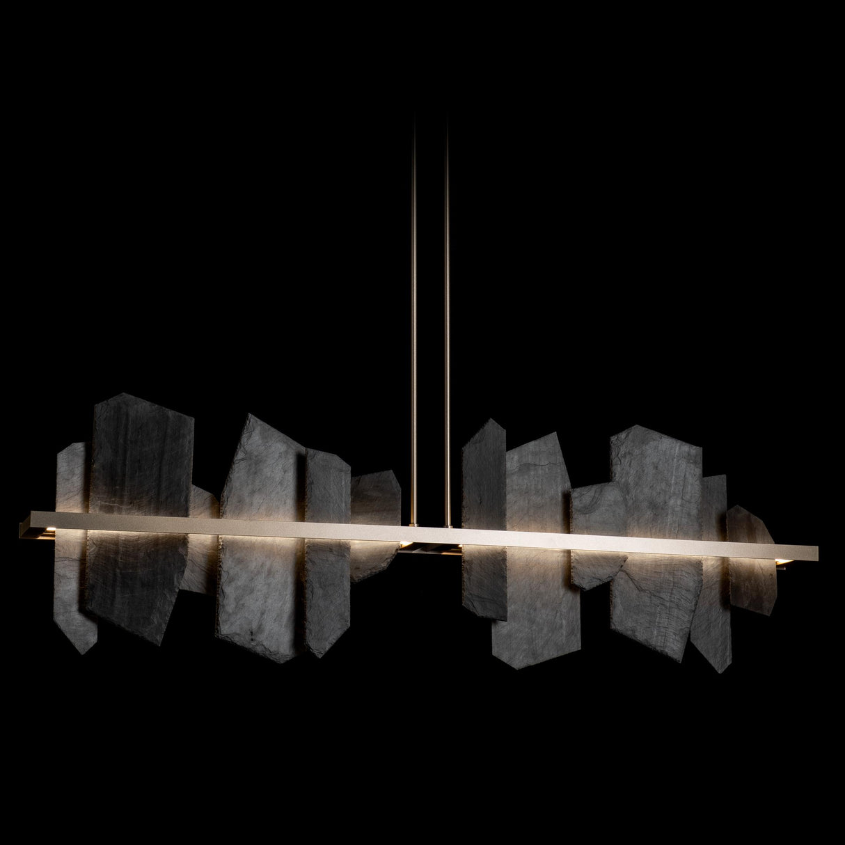 Hubbardton Forge 2021 Soft Gold Slate Multi Ardesia Linear LED Pendant