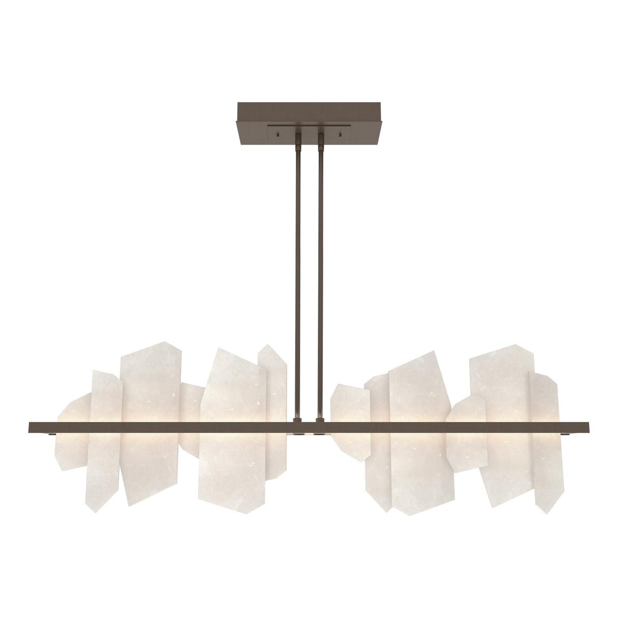 Hubbardton Forge 2024 Bronze Alabaster Multi Volterra Linear LED Pendant