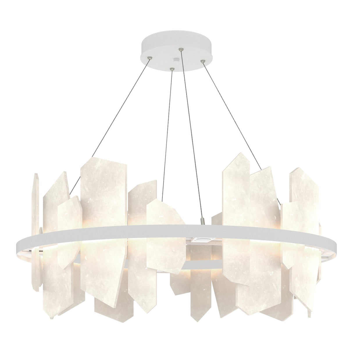 Hubbardton Forge 2024 White Alabaster Standard Volterra Circular LED Pendant