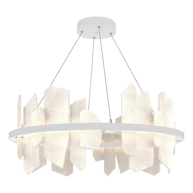 Hubbardton Forge 2024 White Alabaster Standard Volterra Circular LED Pendant