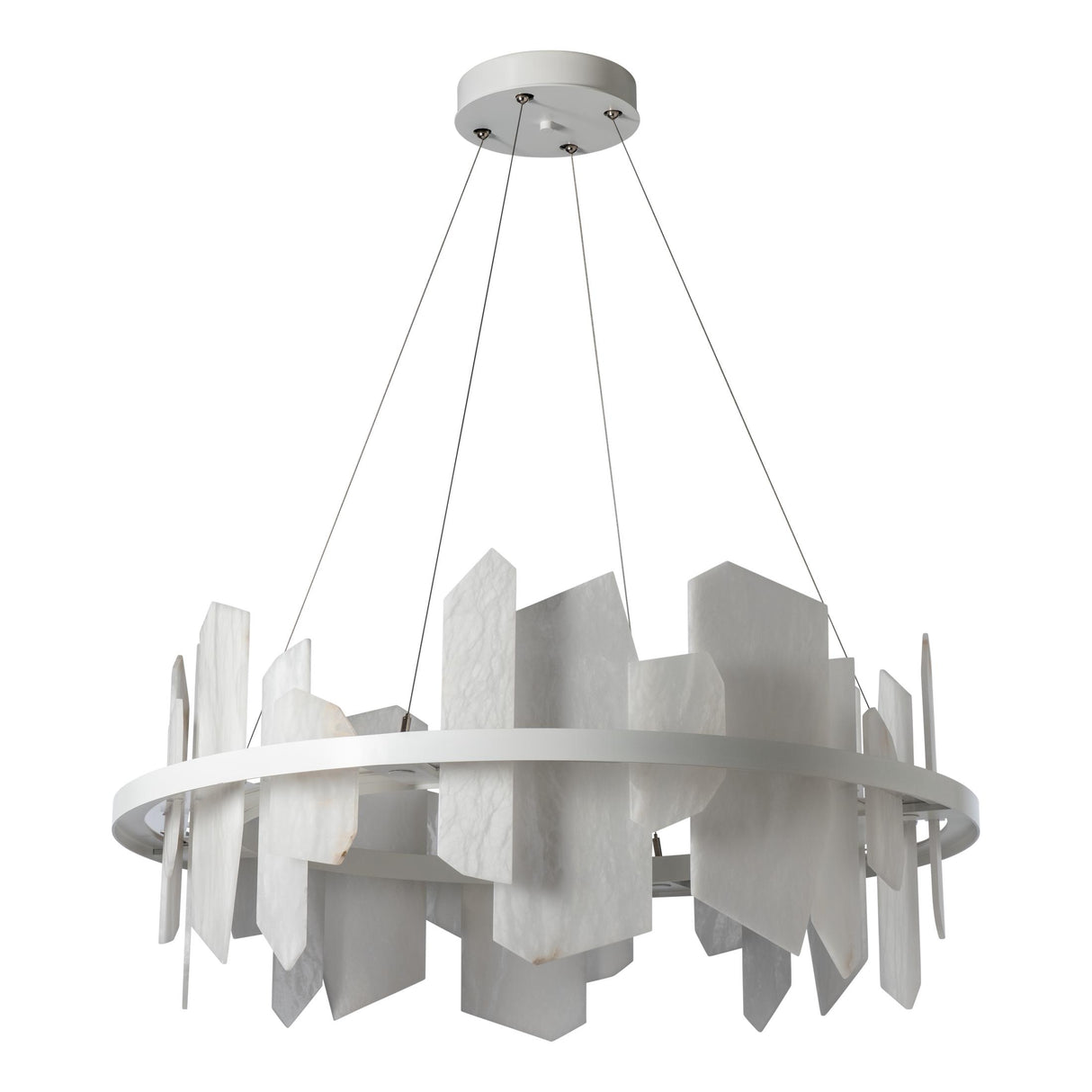 Hubbardton Forge 2024 White Alabaster Standard Volterra Circular LED Pendant