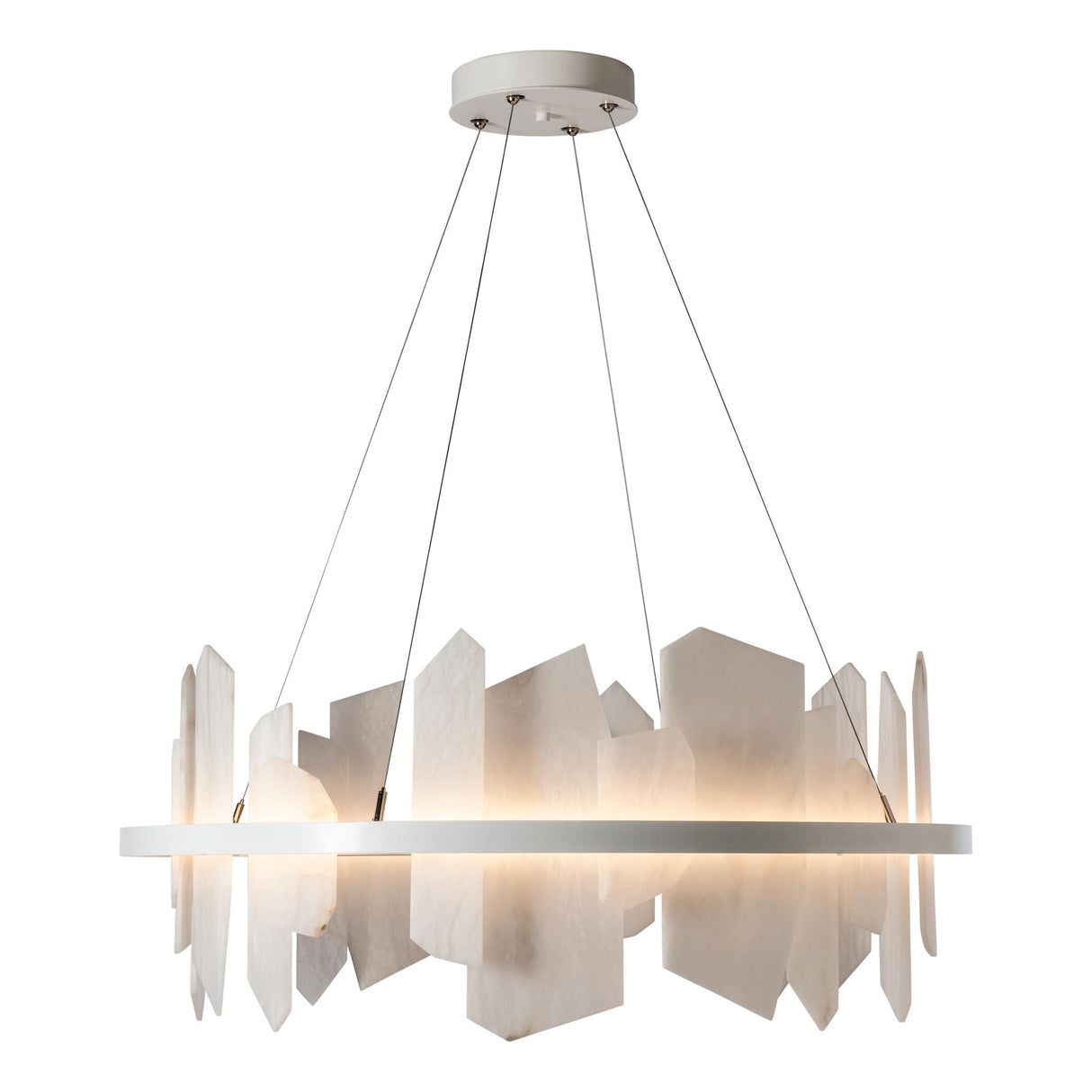 Hubbardton Forge 2024 White Alabaster Standard Volterra Circular LED Pendant