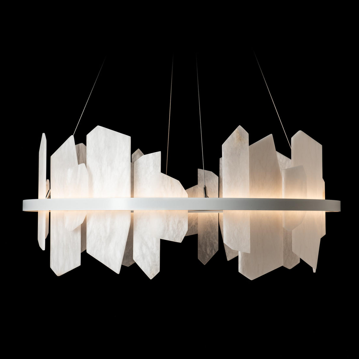 Hubbardton Forge 2024 White Alabaster Standard Volterra Circular LED Pendant