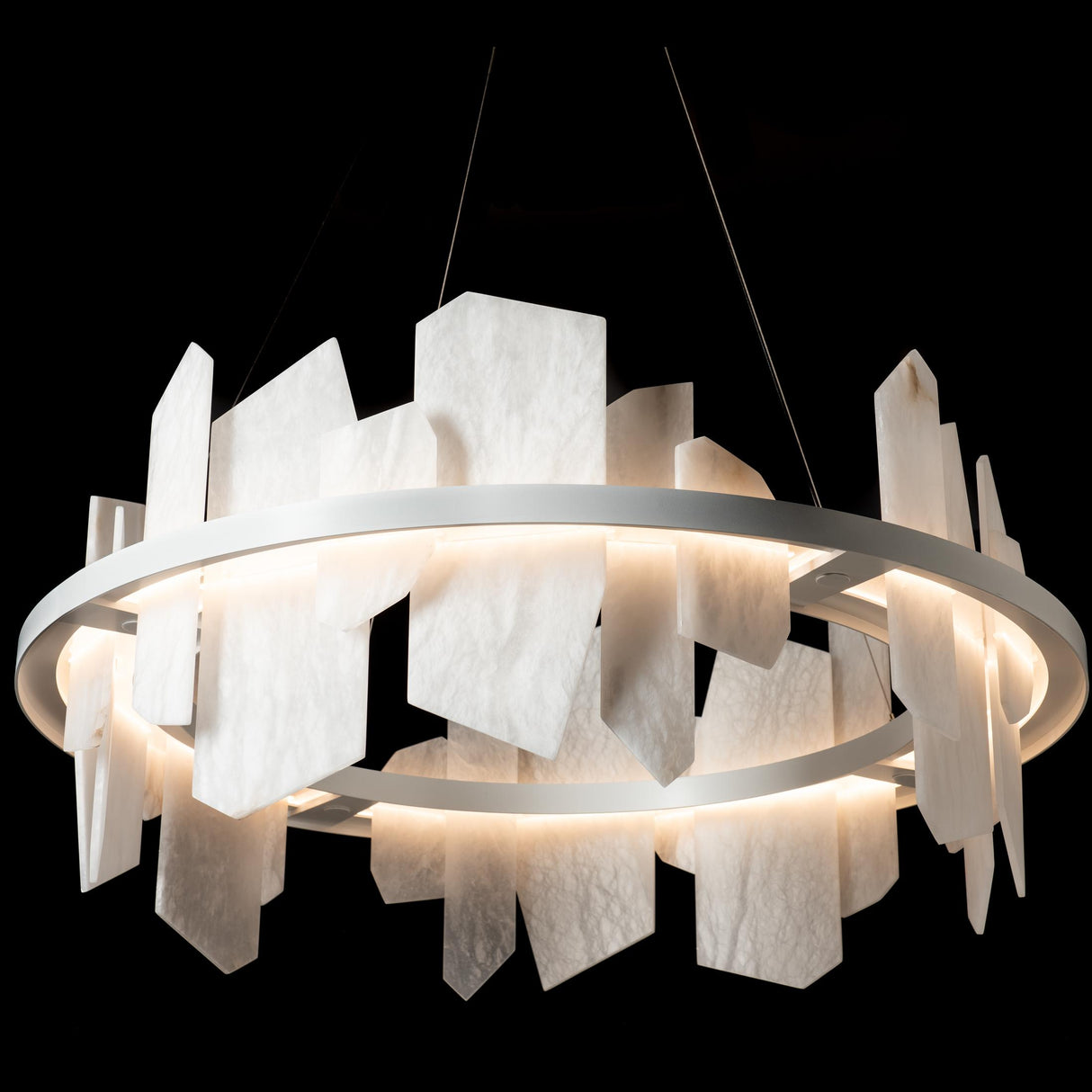 Hubbardton Forge 2024 White Alabaster Standard Volterra Circular LED Pendant