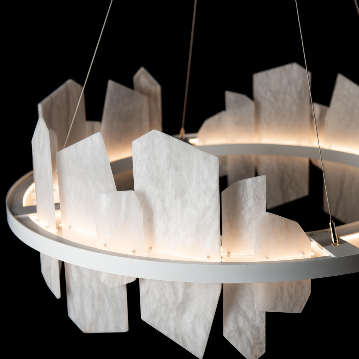 Hubbardton Forge 2024 White Alabaster Standard Volterra Circular LED Pendant