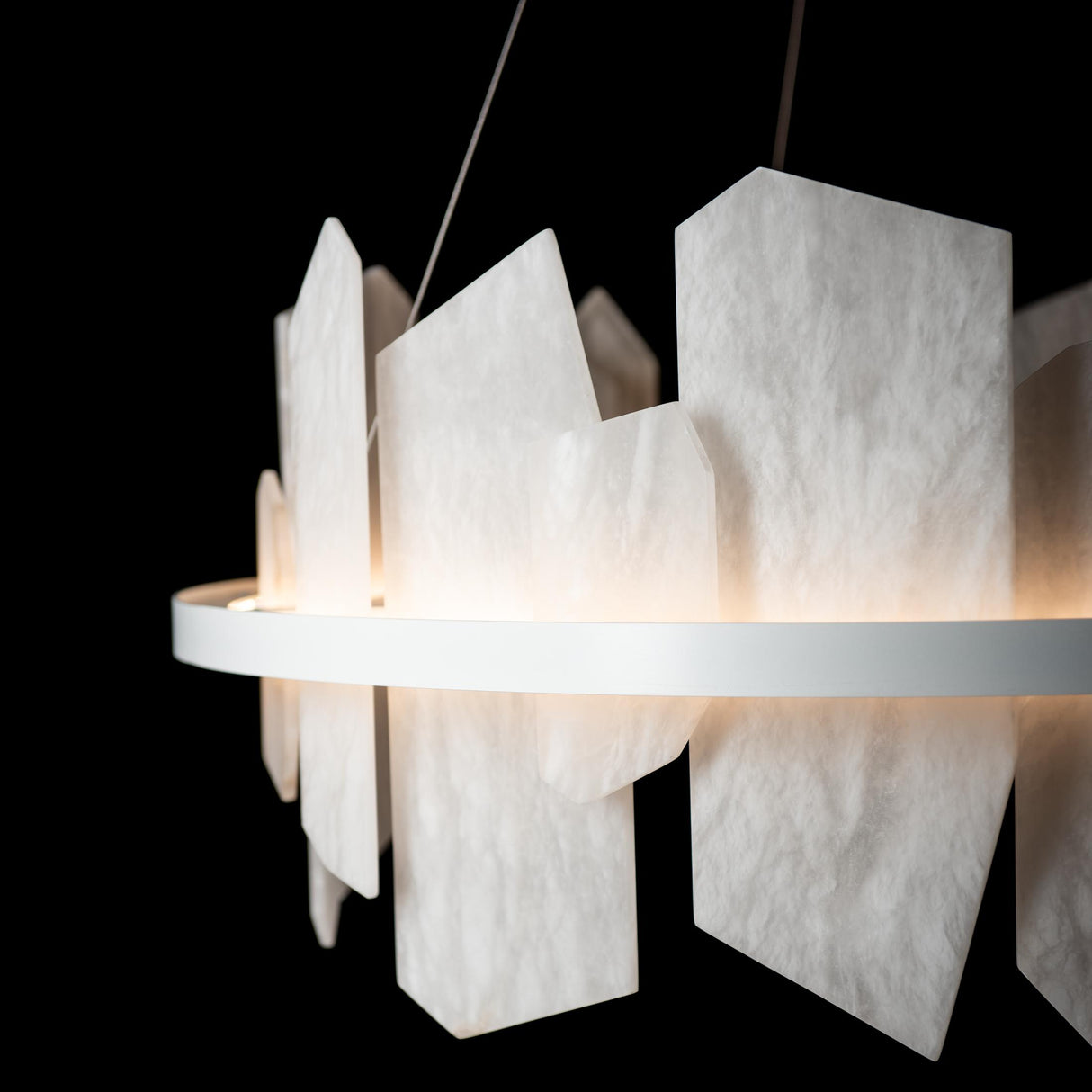 Hubbardton Forge 2024 White Alabaster Standard Volterra Circular LED Pendant