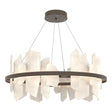 Hubbardton Forge 2024 Bronze Alabaster Standard Volterra Circular LED Pendant