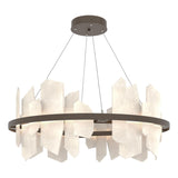 Hubbardton Forge 2024 Bronze Alabaster Standard Volterra Circular LED Pendant