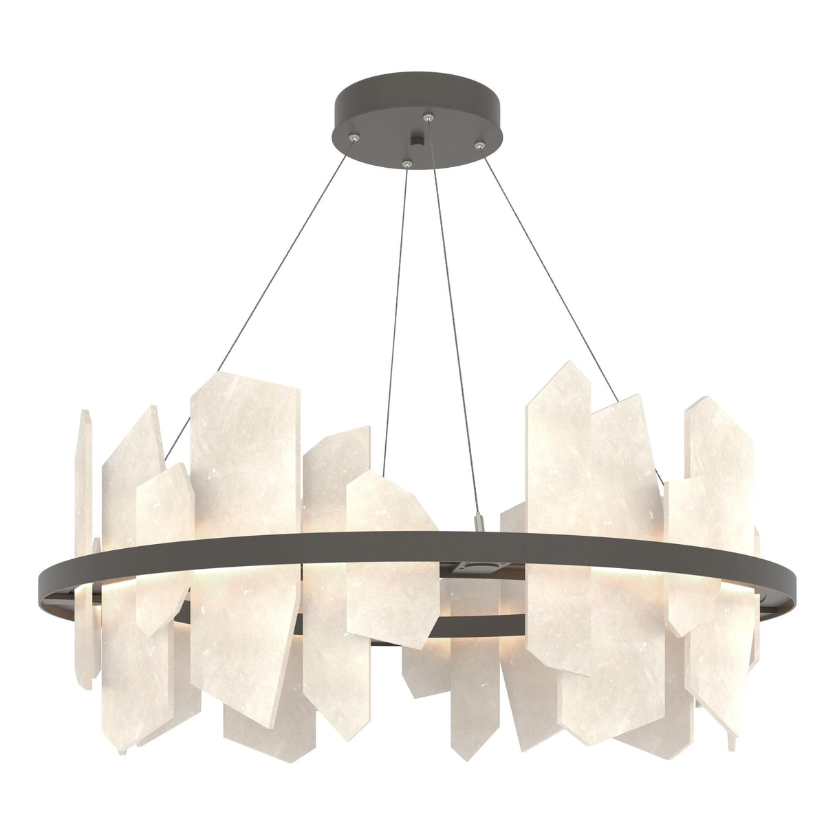 Hubbardton Forge 2024 Dark Smoke Alabaster Standard Volterra Circular LED Pendant