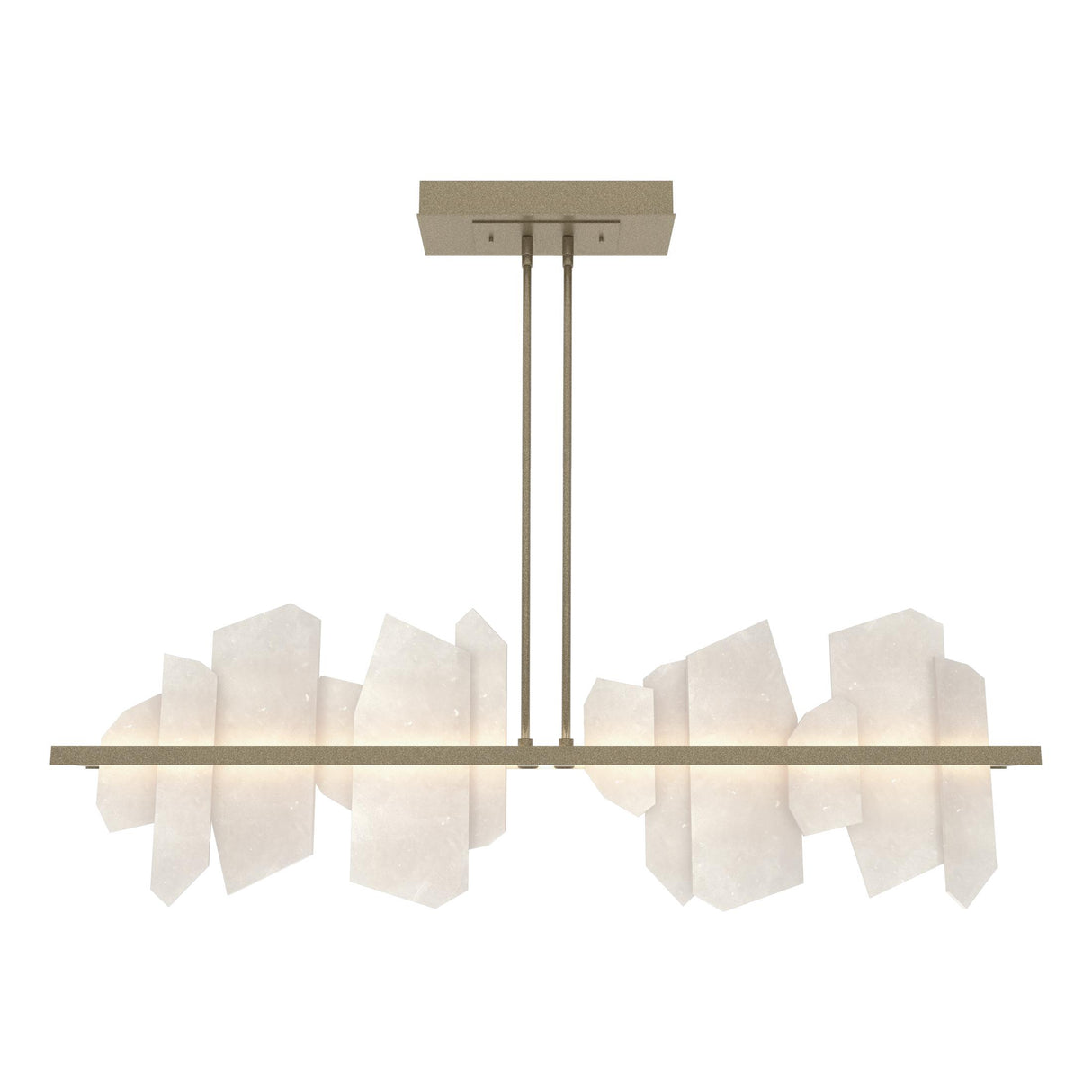 Hubbardton Forge 2024 Soft Gold Alabaster Multi Volterra Linear LED Pendant
