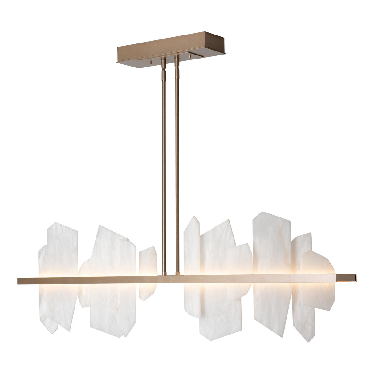 Hubbardton Forge 2024 Soft Gold Alabaster Multi Volterra Linear LED Pendant