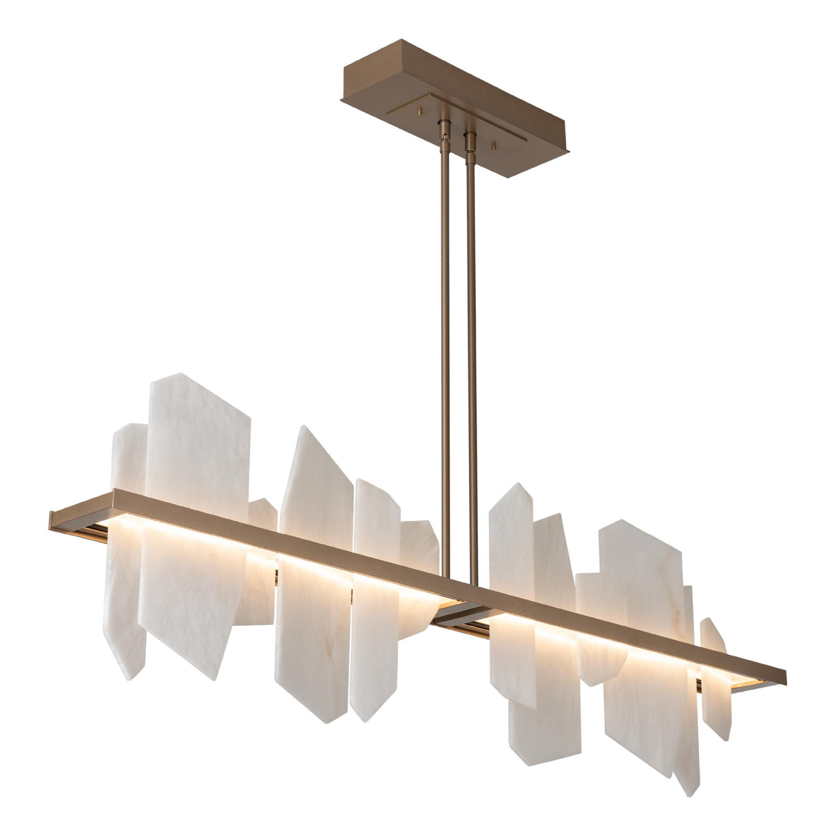 Hubbardton Forge 2024 Soft Gold Alabaster Multi Volterra Linear LED Pendant