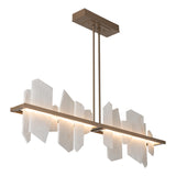 Hubbardton Forge 2024 Soft Gold Alabaster Multi Volterra Linear LED Pendant