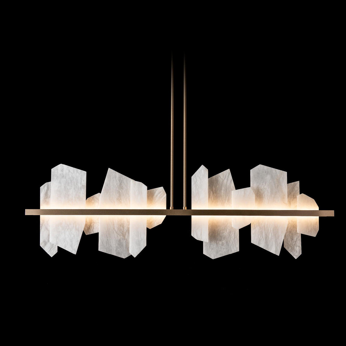Hubbardton Forge 2024 Soft Gold Alabaster Multi Volterra Linear LED Pendant