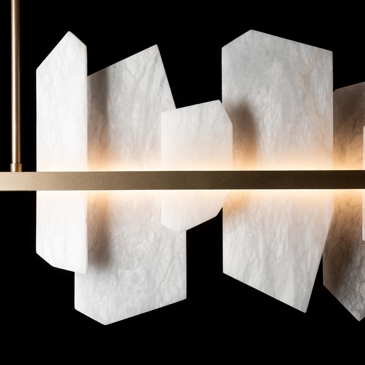 Hubbardton Forge 2024 Soft Gold Alabaster Multi Volterra Linear LED Pendant