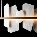 Hubbardton Forge 2024 Soft Gold Alabaster Multi Volterra Linear LED Pendant