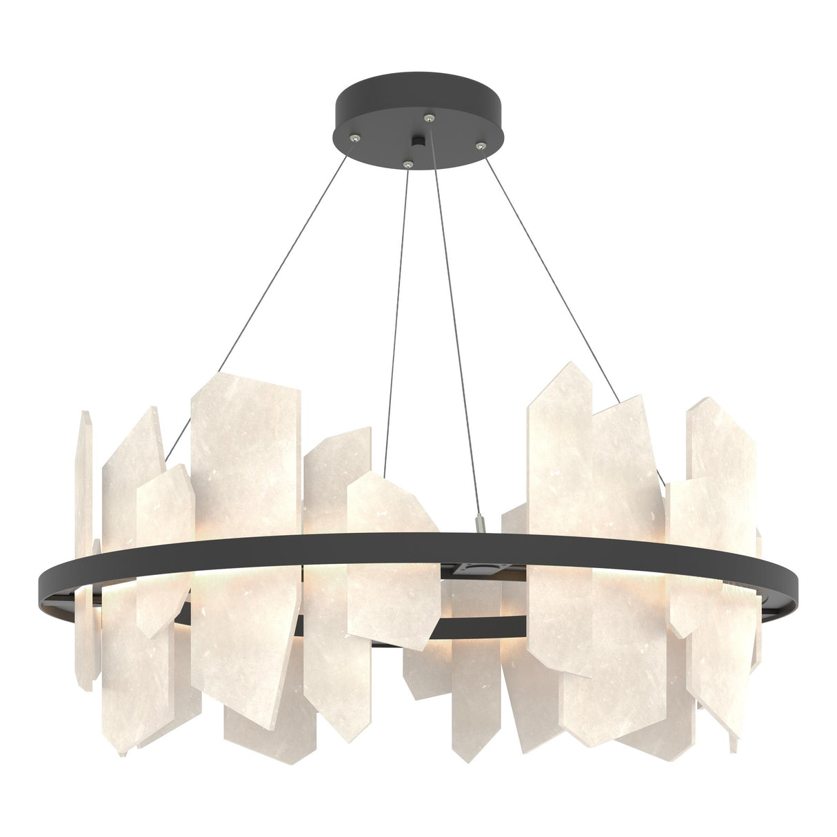 Hubbardton Forge 2024 Black Alabaster Standard Volterra Circular LED Pendant