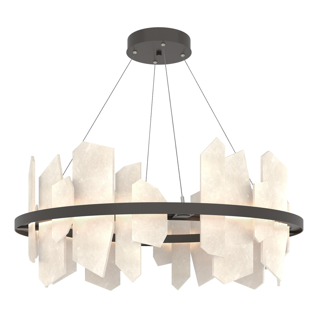 Hubbardton Forge 2024 Oil Rubbed Bronze Alabaster Standard Volterra Circular LED Pendant