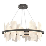 Hubbardton Forge 2024 Oil Rubbed Bronze Alabaster Standard Volterra Circular LED Pendant