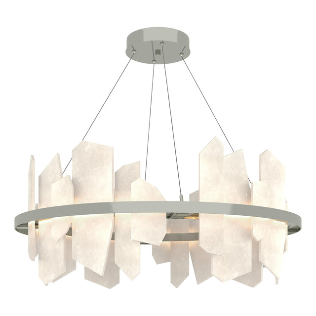Hubbardton Forge 2024 Sterling Alabaster Standard Volterra Circular LED Pendant