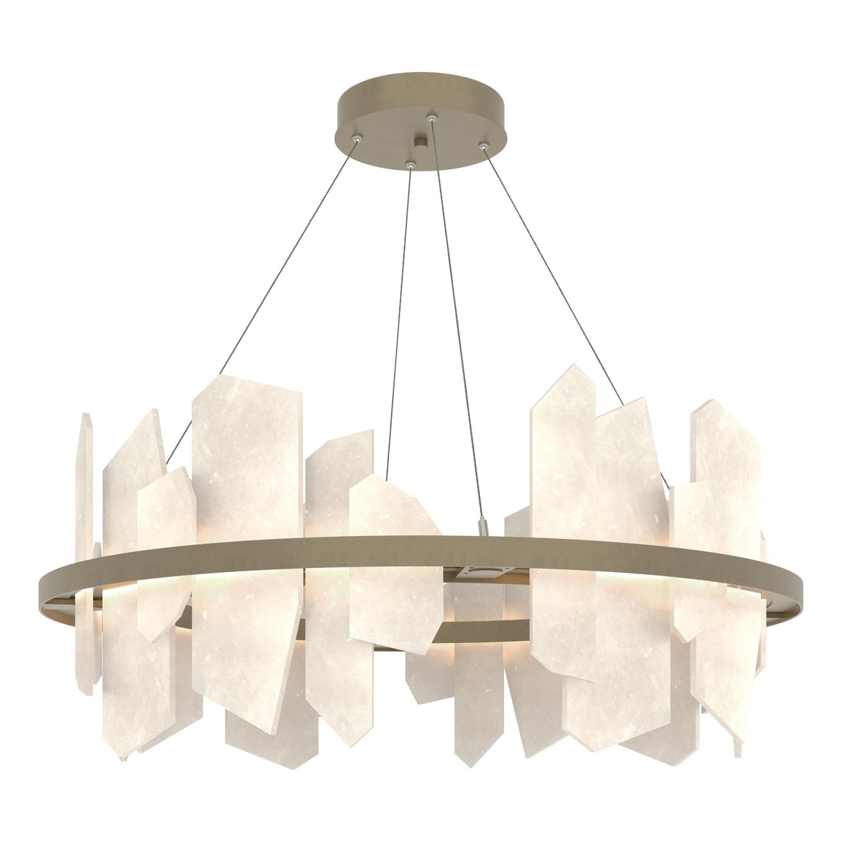 Hubbardton Forge 2024 Soft Gold Alabaster Standard Volterra Circular LED Pendant