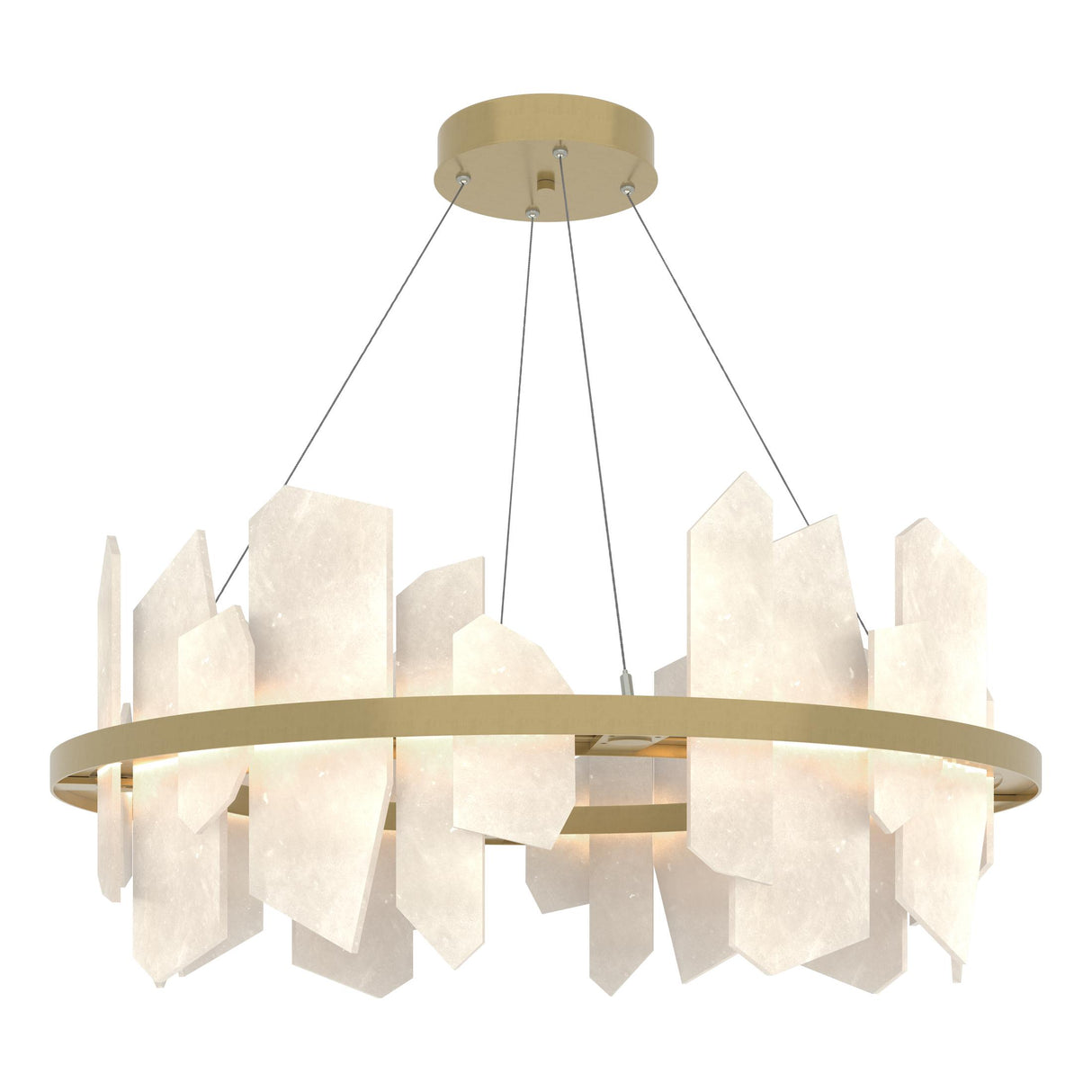 Hubbardton Forge 2024 Modern Brass Alabaster Standard Volterra Circular LED Pendant