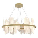 Hubbardton Forge 2024 Modern Brass Alabaster Standard Volterra Circular LED Pendant