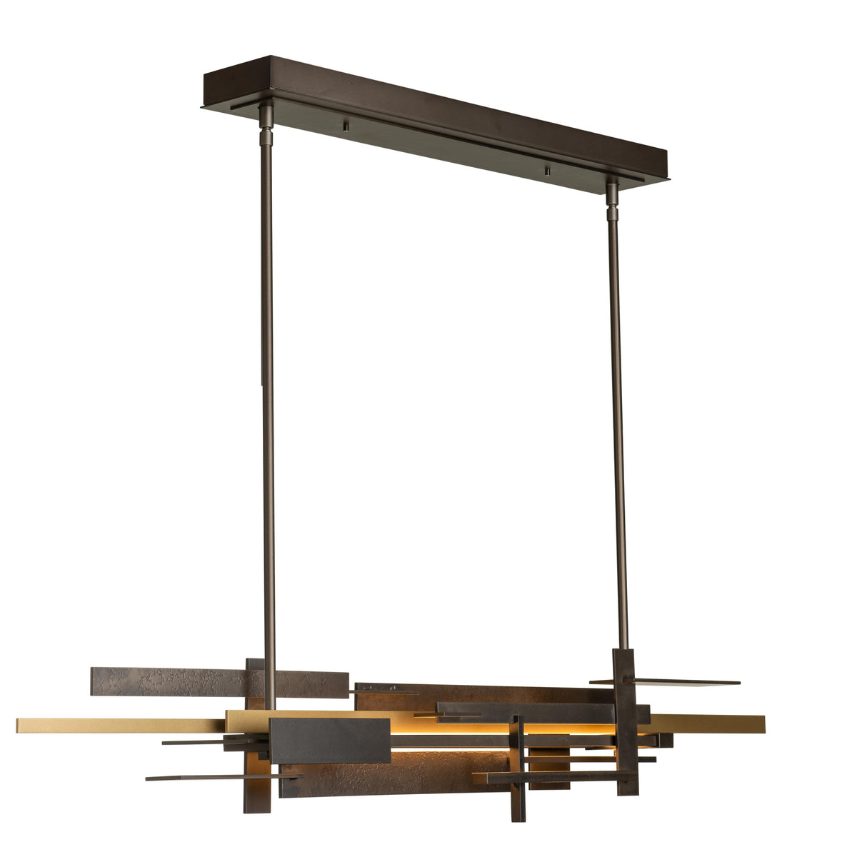 Hubbardton Forge 2020 Dark Smoke Soft Gold Multi Planar LED Pendant with Accent