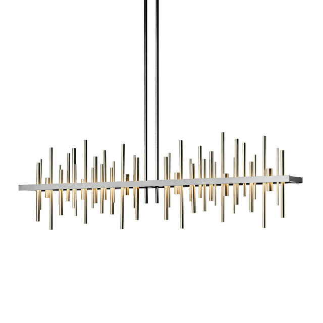 Hubbardton Forge 2015 Vintage Platinum Soft Gold Multi Cityscape Large LED Pendant
