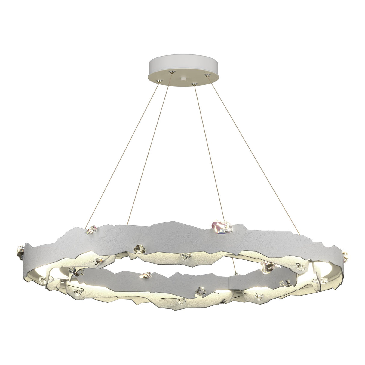 Hubbardton Forge 2024 White Crystal Standard Trove LED Circular Pendant