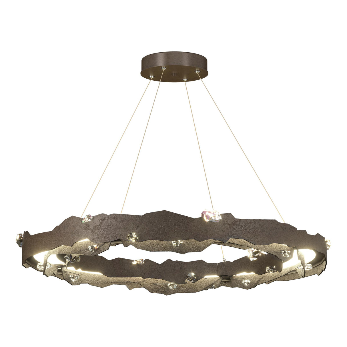 Hubbardton Forge 2024 Bronze Crystal Standard Trove LED Circular Pendant