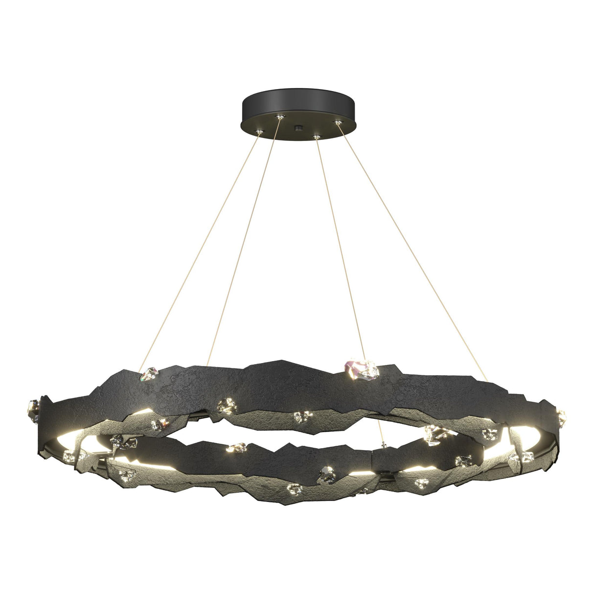 Hubbardton Forge 2024 Black Crystal Standard Trove LED Circular Pendant