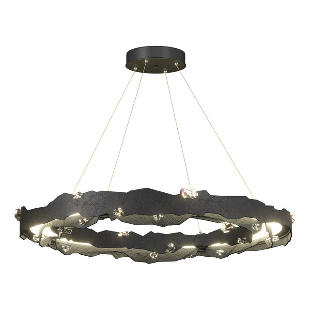 Hubbardton Forge 2024 Black Crystal Standard Trove LED Circular Pendant