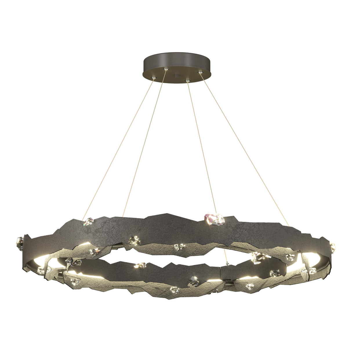 Hubbardton Forge 2024 Dark Smoke Crystal Standard Trove LED Circular Pendant