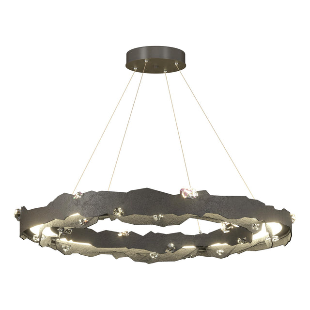 Hubbardton Forge 2024 Dark Smoke Crystal Standard Trove LED Circular Pendant