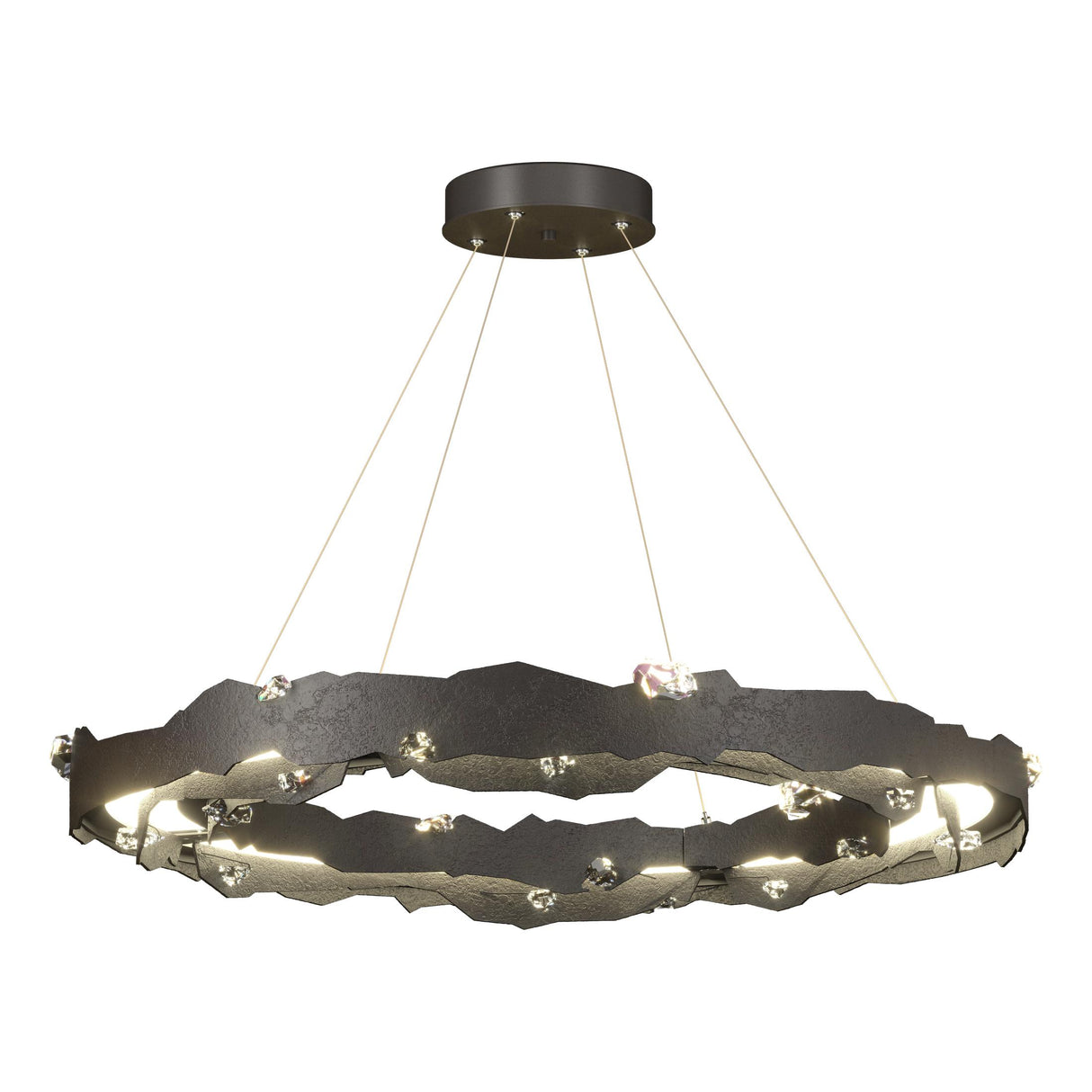 Hubbardton Forge 2024 Oil Rubbed Bronze Crystal Standard Trove LED Circular Pendant