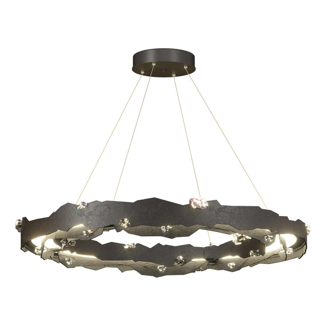 Hubbardton Forge 2024 Oil Rubbed Bronze Crystal Standard Trove LED Circular Pendant