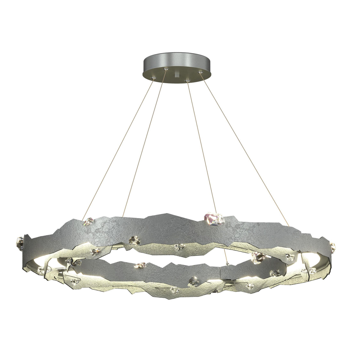 Hubbardton Forge 2024 Vintage Platinum Crystal Standard Trove LED Circular Pendant