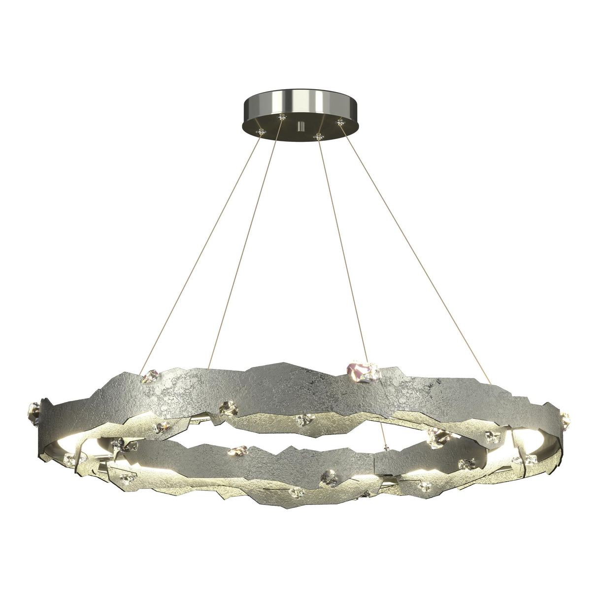 Hubbardton Forge 2024 Sterling Crystal Standard Trove LED Circular Pendant