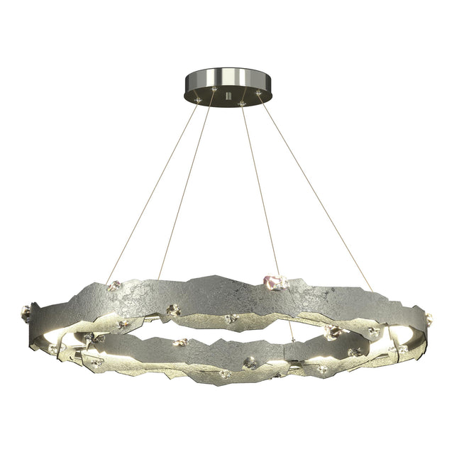 Hubbardton Forge 2024 Sterling Crystal Standard Trove LED Circular Pendant