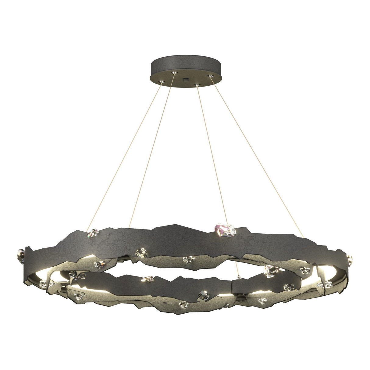 Hubbardton Forge 2024 Natural Iron Crystal Standard Trove LED Circular Pendant