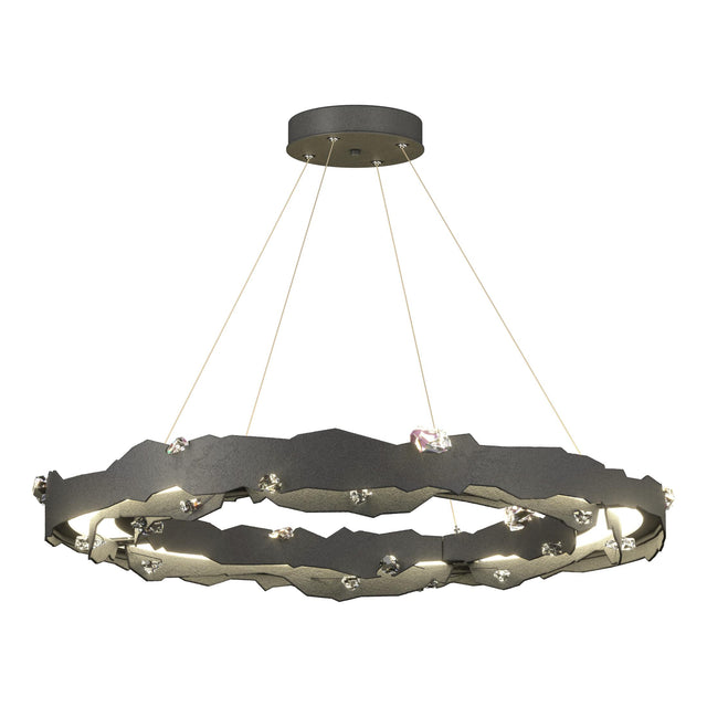 Hubbardton Forge 2024 Natural Iron Crystal Standard Trove LED Circular Pendant