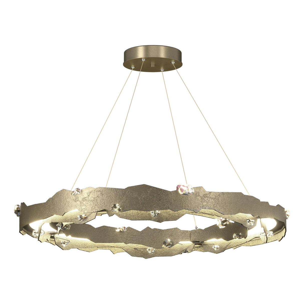 Hubbardton Forge 2024 Soft Gold Crystal Standard Trove LED Circular Pendant